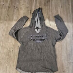 Harley Davidson Women's Large Zip Up Sweatshirt Black Screaming Eagle Racing